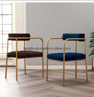 Modern Metal Restaurant Furniture Frame Upholstered Cushions Velvet Dining Chairs