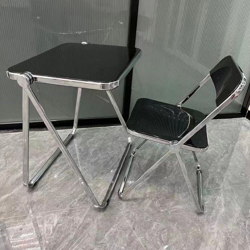 Home Outdoor Furniture Stackable Folding Chairs PC Acrylic Plastic Dining Chair with Chromed Legs