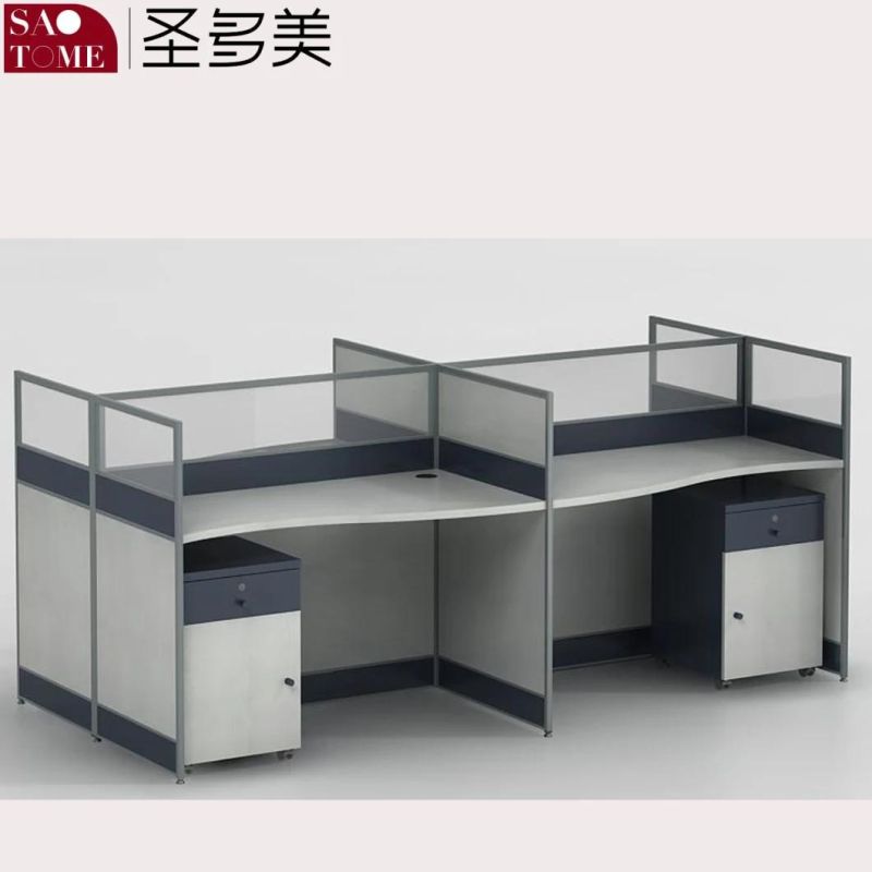 Office Furniture B50 Four-Person Card Slot with Movable Cabinet Office Desk