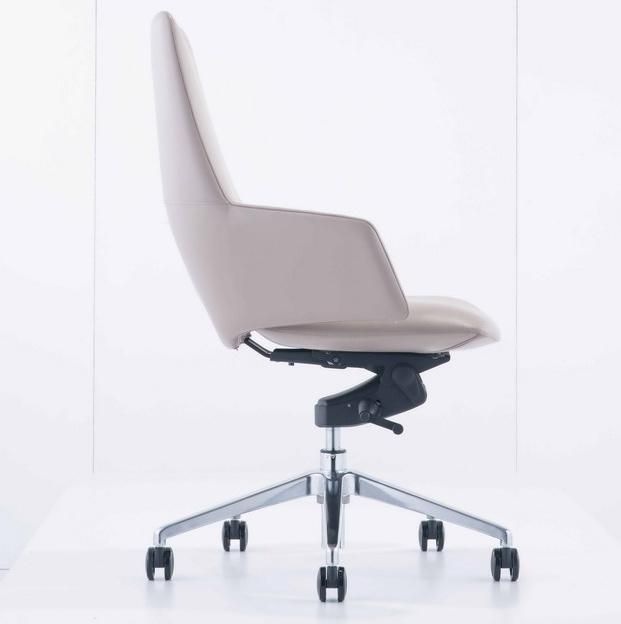 Modern Medium Back Ergonomic Rotary Leather Upholstery Stuff Office Chair