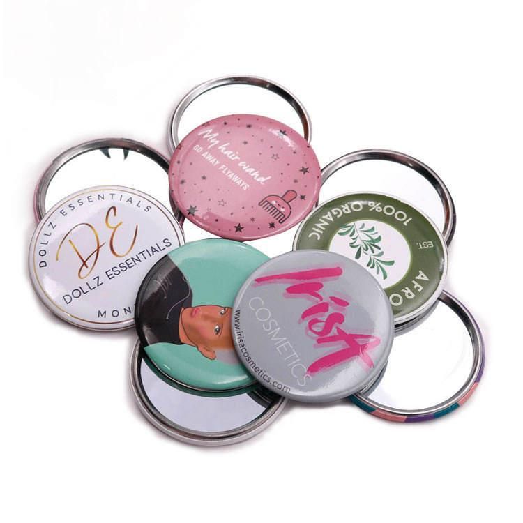Customized Wholesales Mini Makeup Hand Held Cosmetic Stainless Steel Leather Pocket Mirror