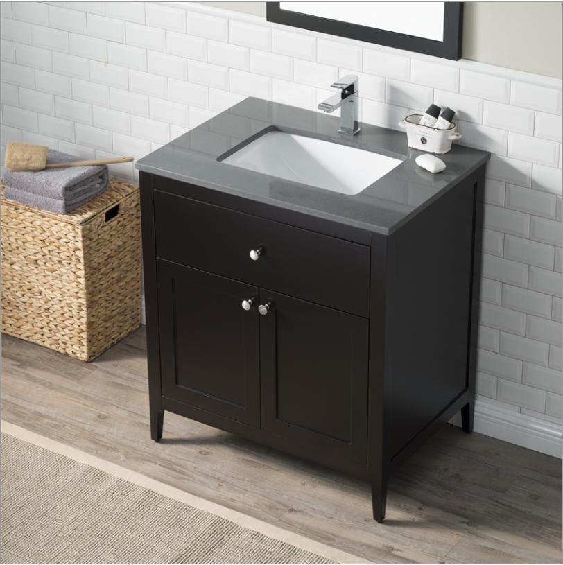 Solid Wood Bathroom Cabinet with Ceramics Countertop Modern