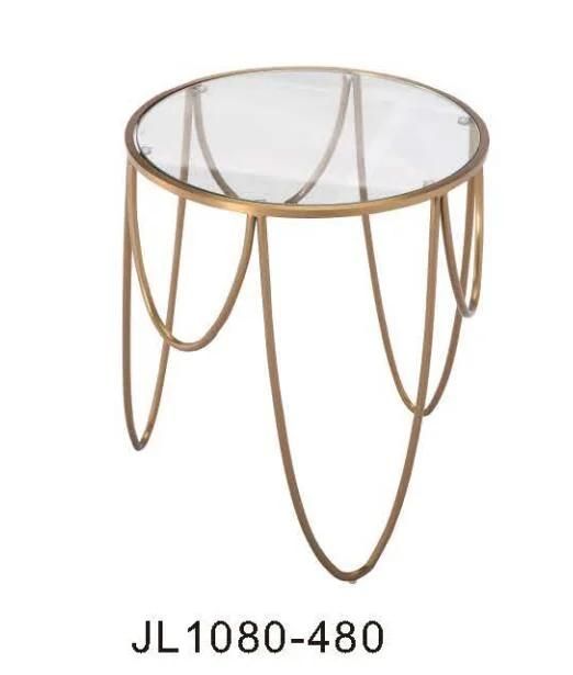 Design Wedding Furniture Round Glass Top Stainless Steel Center Table Coffee