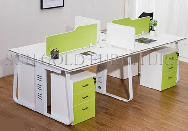 China Modular Office Cubicle Workstation Melamine 4 Person Office Desk (SZ-WST744)