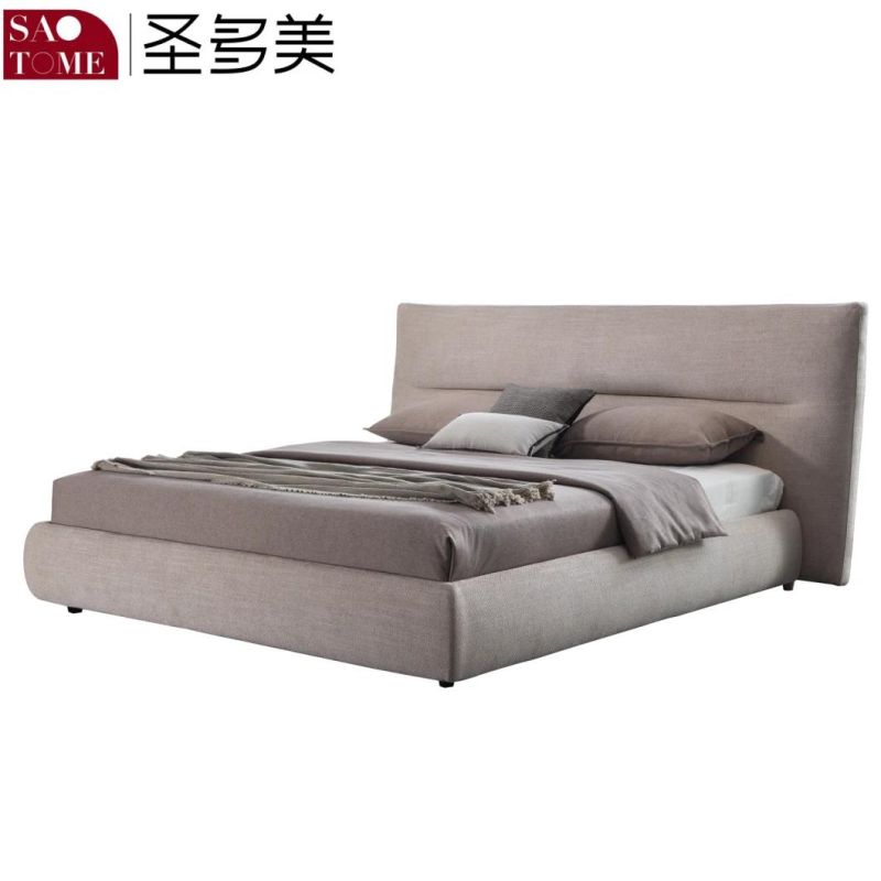 New Designed Italian Modern High Headboard Fabric King Size Bed