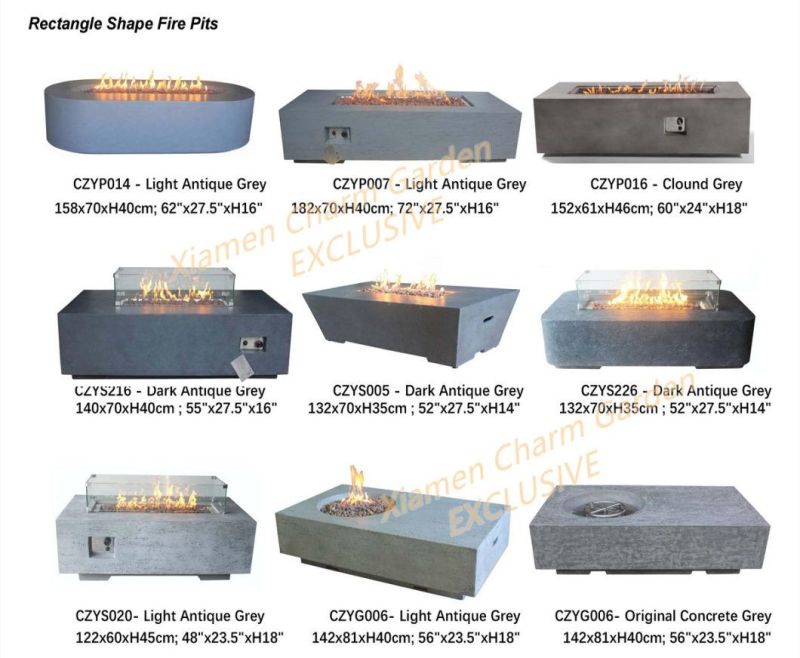 Outdoor Concrete Gas Fire Table, Fire Bowl or Fire Pit Table From Charm Garden