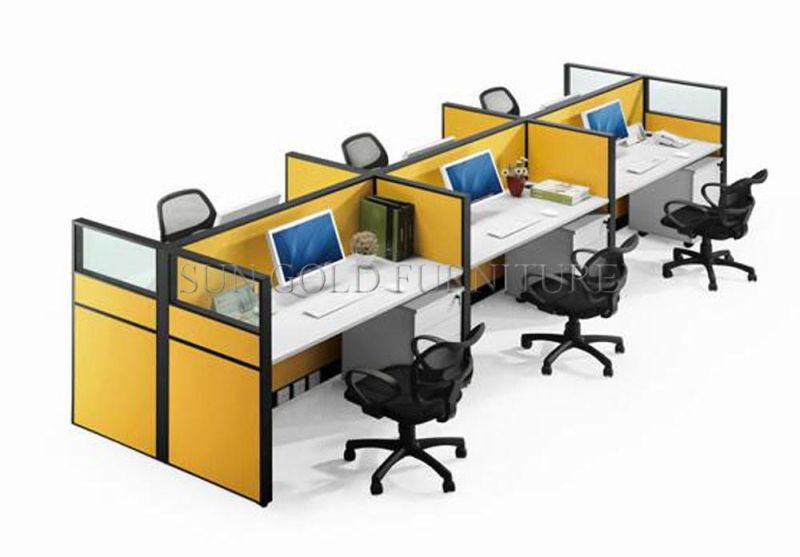 (SZ-WSL312) Hot Selling MDF Faced Melamine Desk 6 Seats Office Workstation Staff Partition