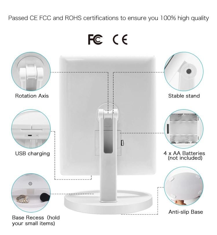 Illuminated Lights Trifold Makeup Mirrors for Beauty Care