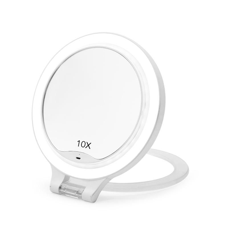 High Definition Double Sided USB Rechargeable LED Pocket Mirror 10X Magnifying Mirror