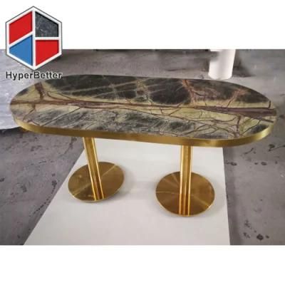 Forrest Brown Marble Top Dining Table Oval 70X150cm