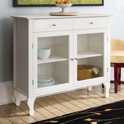 Modern Antique Furniture White UV Painting 2 Door Accent Storage Cabinet Living Room Furniture