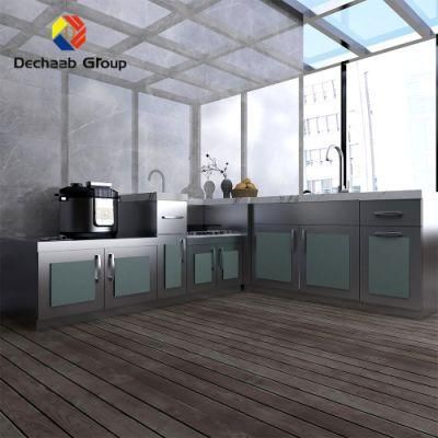 Green and Gray Stainless Steel Used Durable One-Piece Kitchen Cabinet