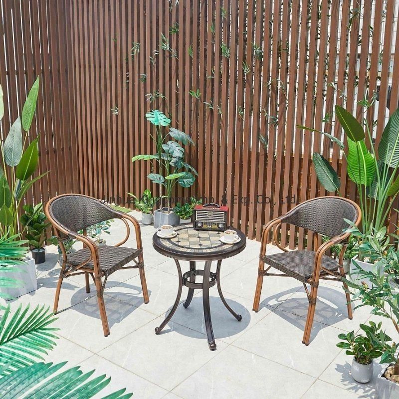 Modern Design Outdoor Aluminum Stacking Coffee Chair with Armrest