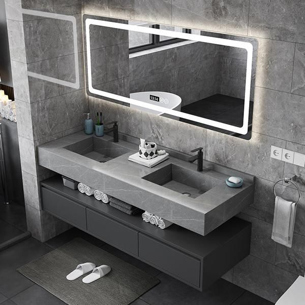 Rock Board Bathroom Cabinet Combination Custom Rock Board One-Piece Basin Modern Minimalist Wash Basin Wash Basin Bathroom Cabinet