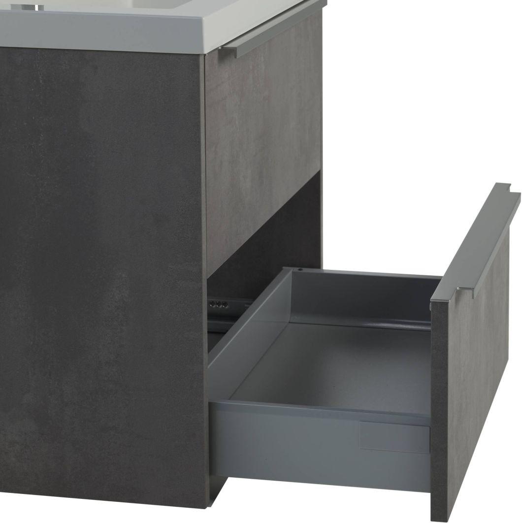 Slimline Set Square 2 Drawers 60cm Concrete Gray Bathroom Furniture