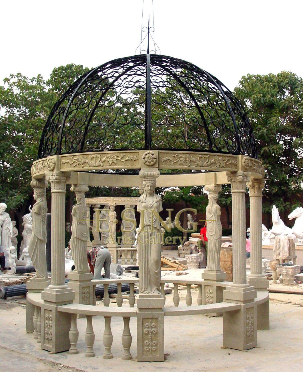 Classic Modern Marble Roman Gazebo with Lady Statue