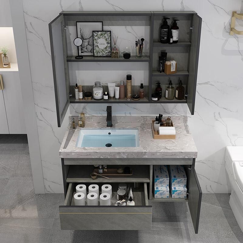 LED Luxury Bathroom Cabinet Vanity with Half Mirror Cabinet