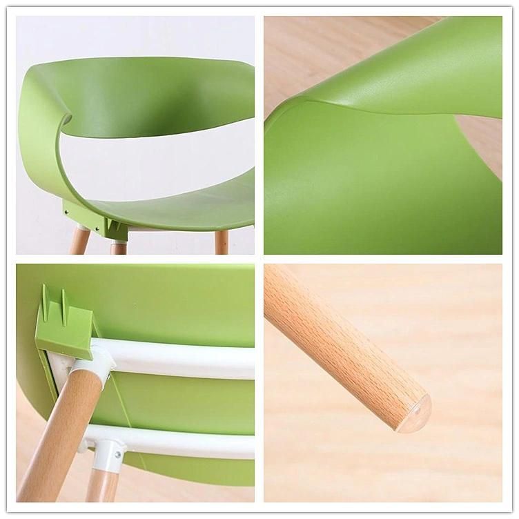 New Design Living Room Furniture Wood Leg PP Leisure Modern Plastic Chair