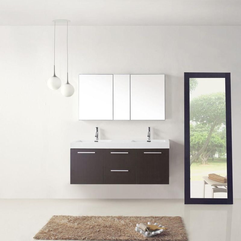 China Factory Diretly Wholesale Latest Wall-Mounted Bathroom Cabinet with Double Sinks