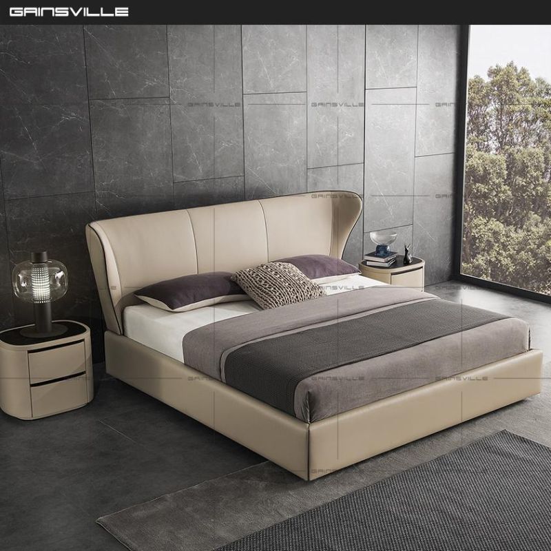 Hot Sale New Home Bedroom Furniture Sofa Bed King Bed Upholstered Leather Bed in Italy Modern Style