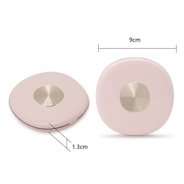 Double Sided Plastic Cosmetic Pocket Pink White LED Purse Mirror