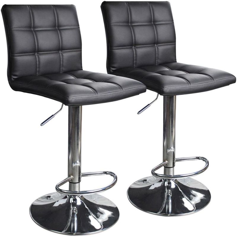 Modern Leather High Bar Stools Metal Bar Chairs