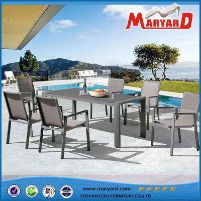 Modern Family Hotel Restaurant Rattan Wicker Woven Garden Terrace Outdoor Dining Chair Aluminum Table Set