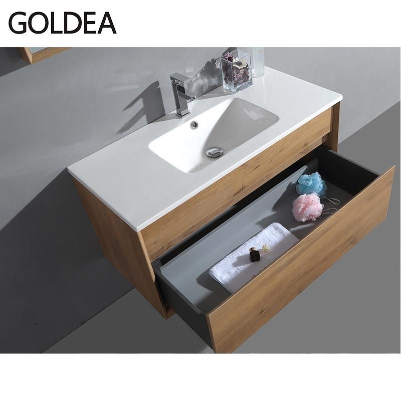 Manufacture Ceramics Modern Goldea Hangzhou Furniture Wooden Basin Mirror Bathroom Vanity Cabinet