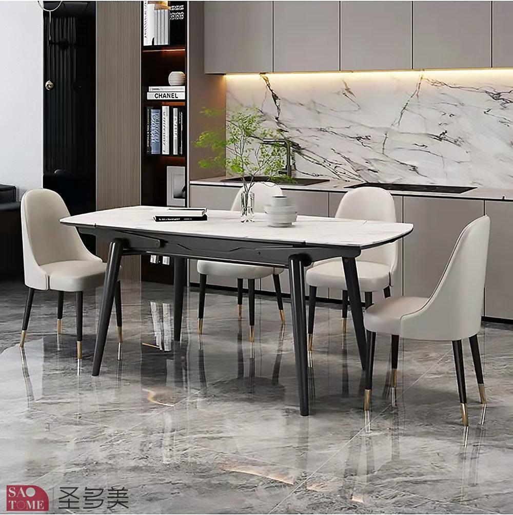 Modern Style Hotel Restaurant Home Living Room Furniture Stainless Metal Slate Dining Table