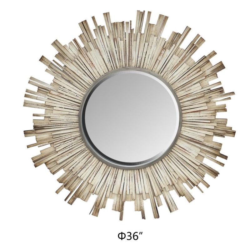 Sun Mirror Bathroom Vanity Mirror Wall Mount Mirror Dia. 34 X 1" Gold Bathroom Mirror