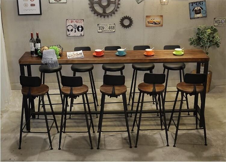 Metal High Top Bar Stool Chairs Cast Iron High Chair and High Table Cafe Furniture