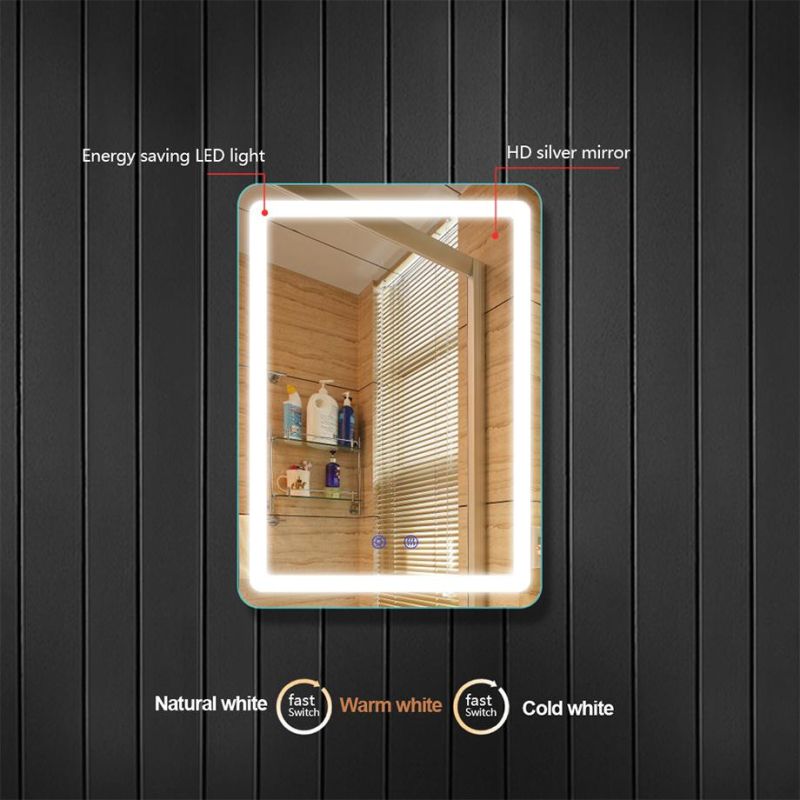 Wholesale Frameless Illuminated LED Bathroom Vanity Mirror with Touch Switch Time Display