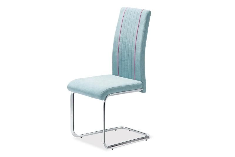 Modern Design Home Hotel Restaurant Upholstered Furniture Fabric Metal Chromed Leg Dining Chair