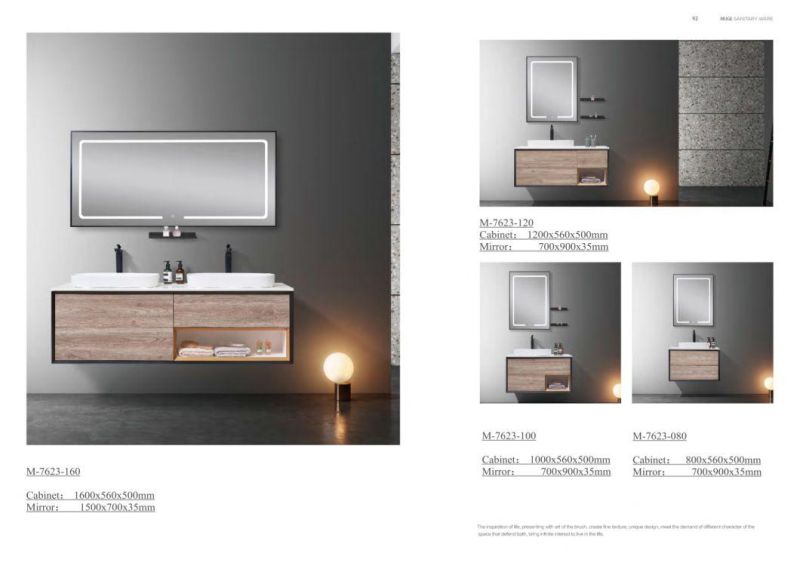 1000mm Natural Wood Color Modern Bathroom Cabinet with Large Storage and Open Drawers