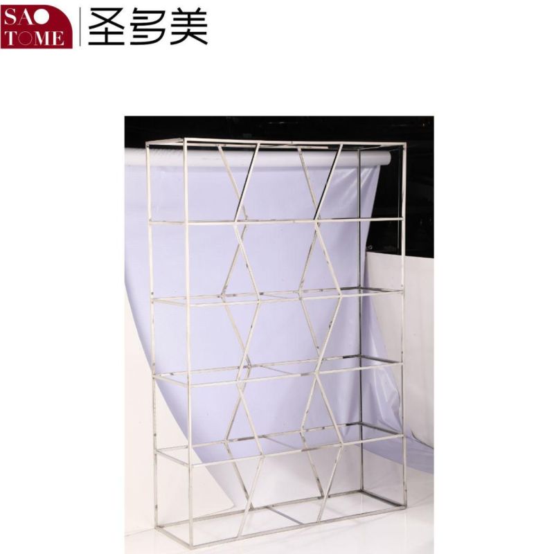 Modern Simple Stainless Steel Black Glass Bookshelf