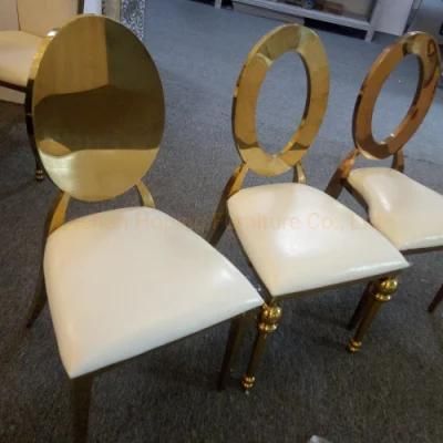 China Supplier Furniture Market White Outdoor Wedding Chair Banquet Chair Event Party Dining Furniture Gold Stainless Steel Chair