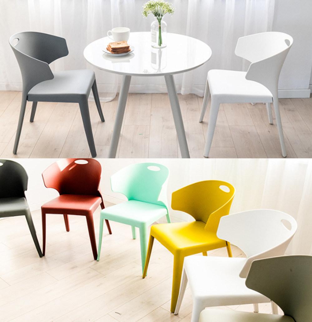 Nordic Modern Minimalist Coffee Shop Drink Shop Dessert Shop Plastic Backrest Makeup Dining Chair