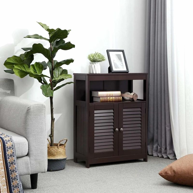 Modern Antique Furniture Brown Cabinet Living Room Furniture with Double Shutter Door and Adjustable Shelf