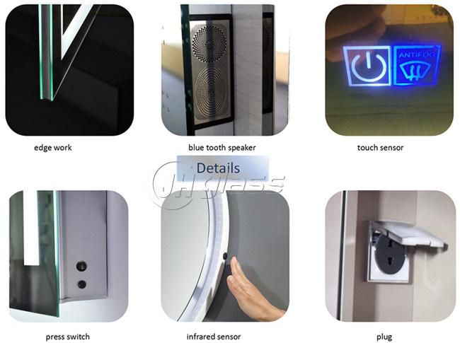 Bathroom Silk Screen LED Illuminated Mirror with Touch Sensor