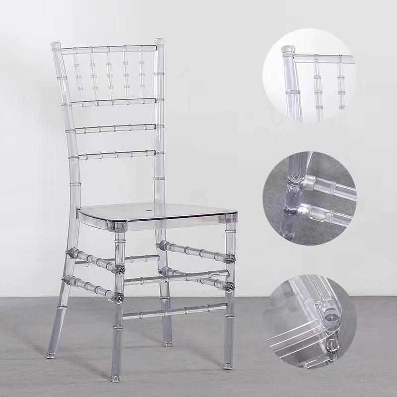 Wholesale White PP Plastic Tiffany Chair Banquet Dinning Style Clear Resin Crystal Transparente Wedding Napoleon Chairs