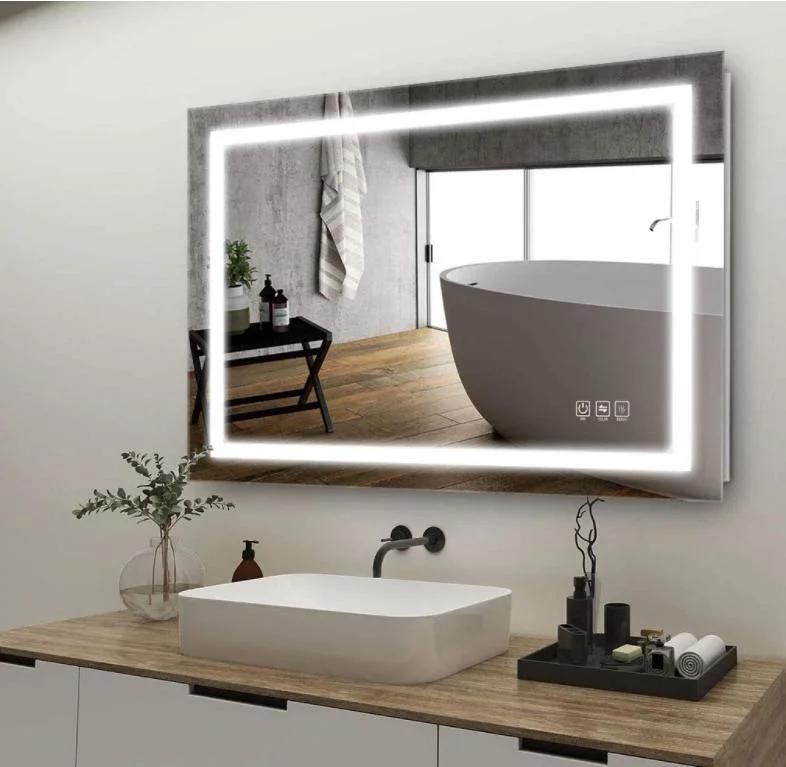 LED Lighted Bathroom Mirror Wall Mounted Bathroom Vanity Mirror Dimmable Touch Switch Control