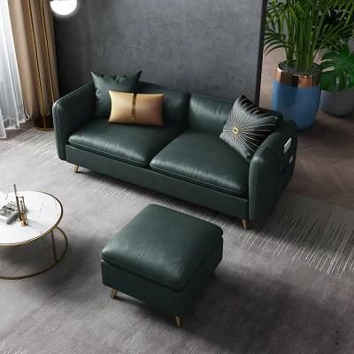 Brown MID-Century Modern Design Living Room Cloth Sofa Metal Foot Sofa