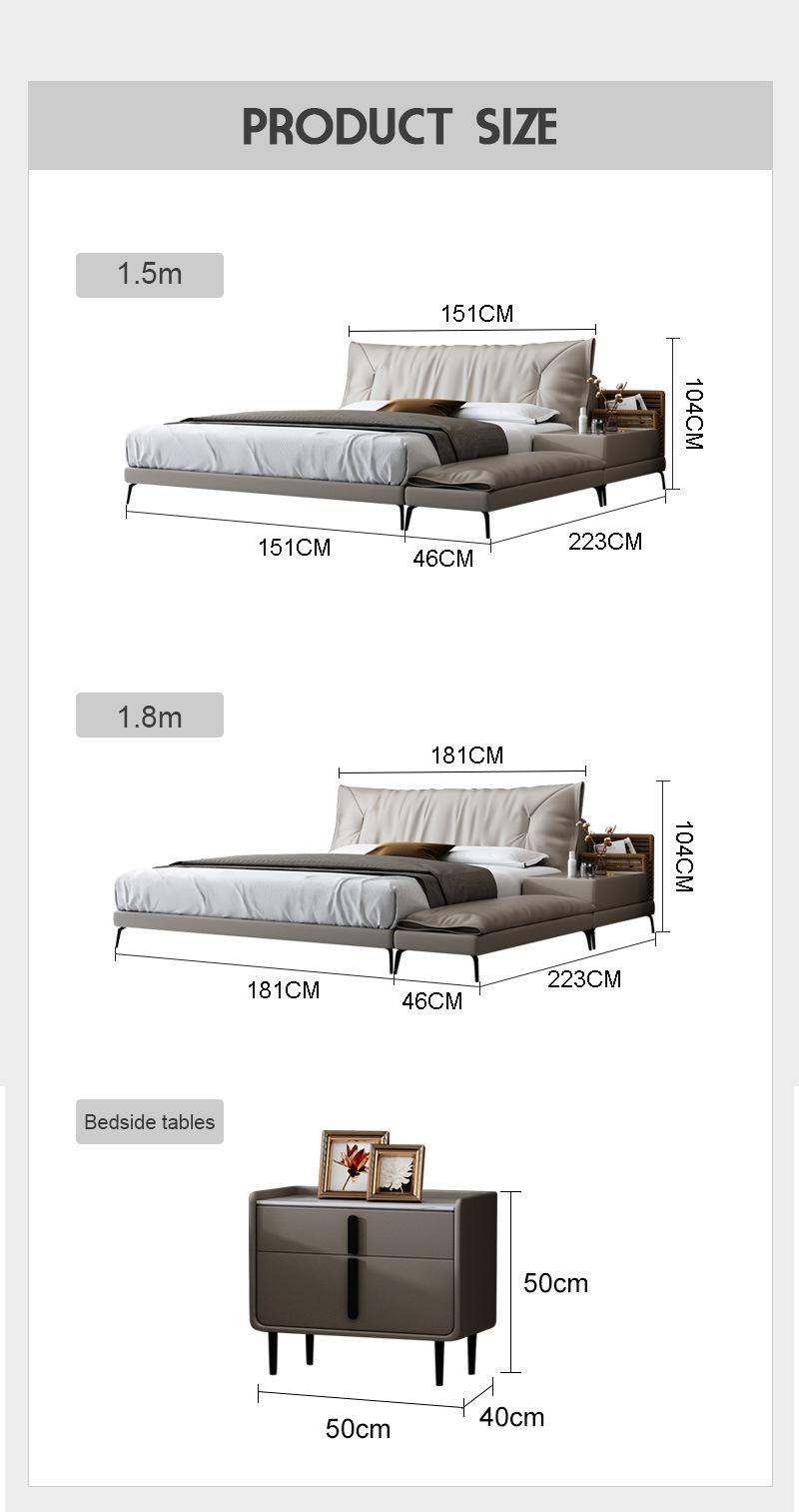 Modern Manufacturer Leather King Bed for Bedroom Furniture