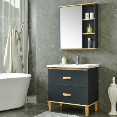 Hotel Toilet Modern Waterproof Black Plywood Furniture Bathroom Vanity Cabinet