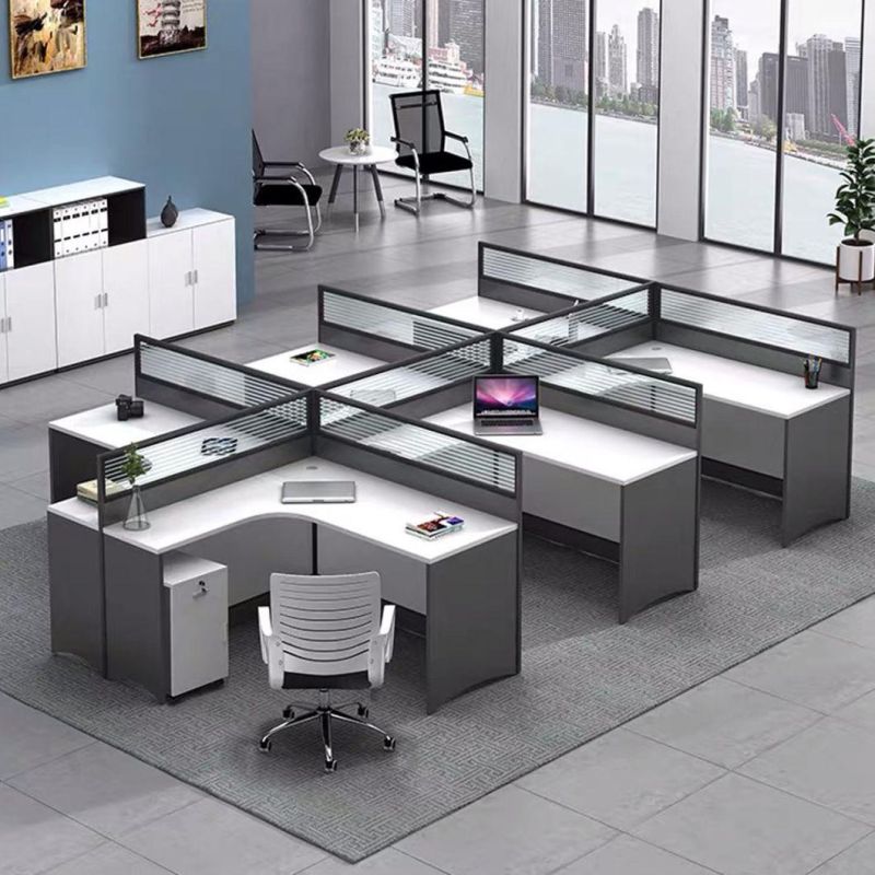 Modern Green 4 Person Computer Desk 4 Person Table Office Workstation Desk