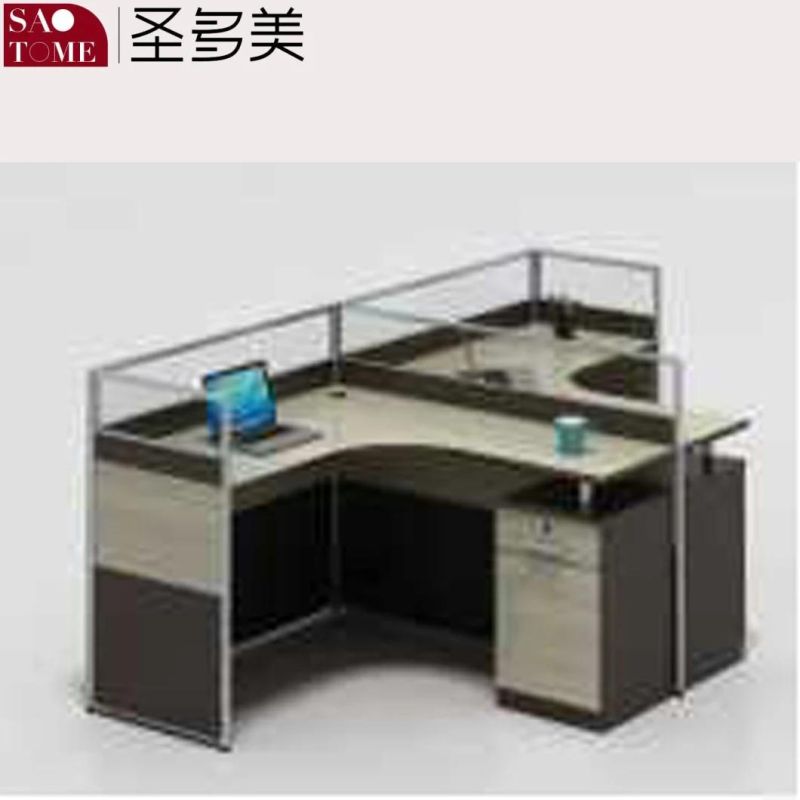 Office Furniture with Two-Person Wood Color Office Desk