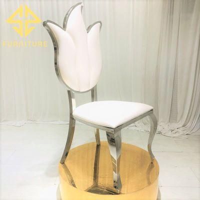 New Style Special Back Design Stainless Steel Silver Dining Chair