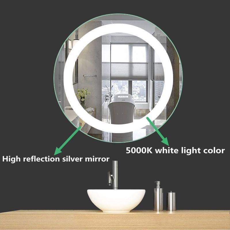 Round Oval Wall Mounted LED Lighted Makeup Bathroom Mirror Nightlight LED Mirror