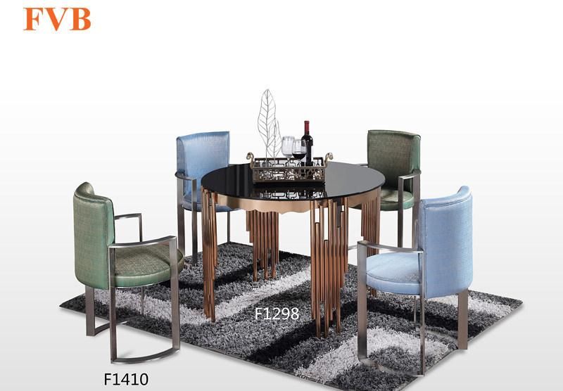 Metal Steel Frame Faux Marble Wooden Kitchen Dining Table Set