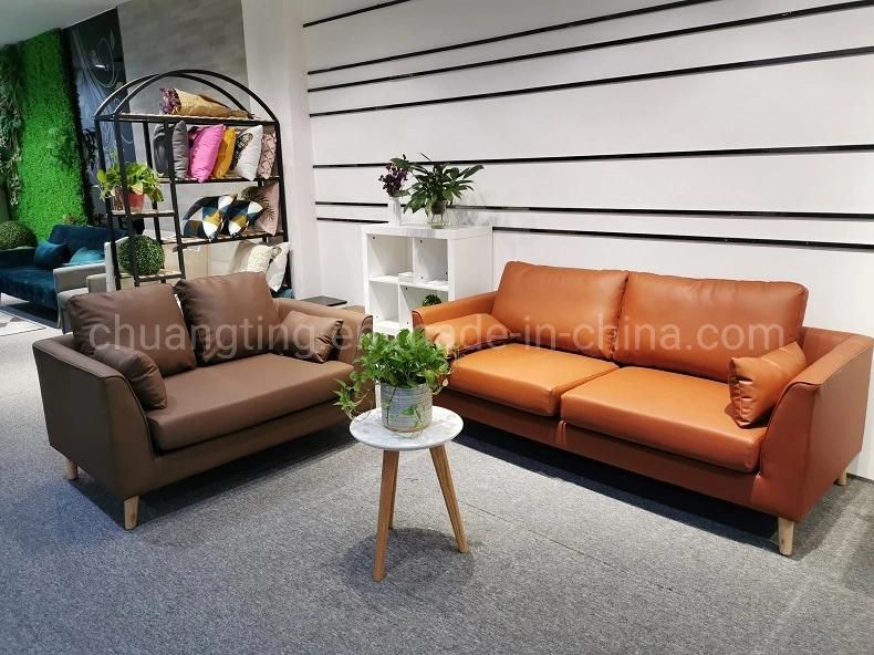 Living Room Modern 3 Seater Italian Leather Sofas